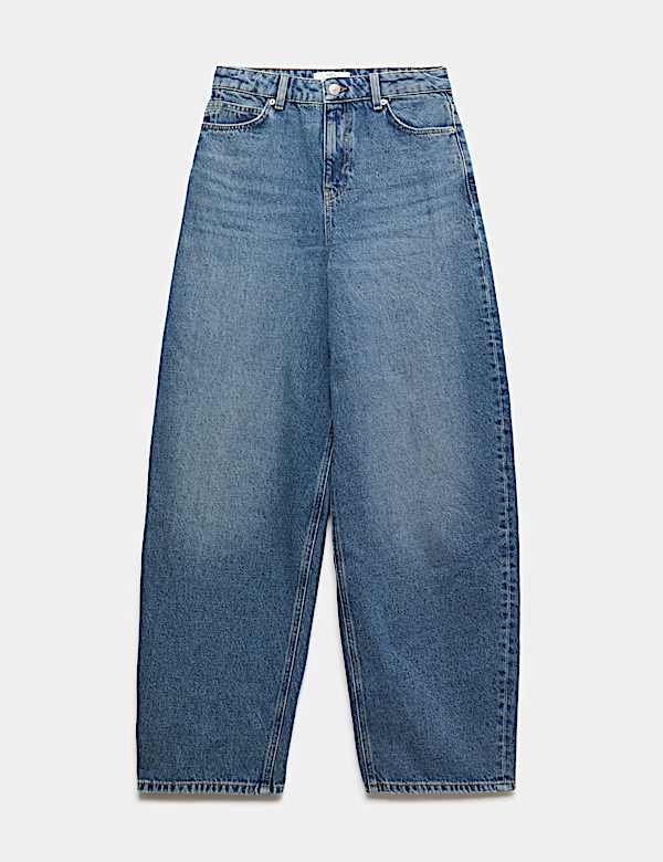 Relaxed Mid Rise Cinch Barrel Jeans - NZ