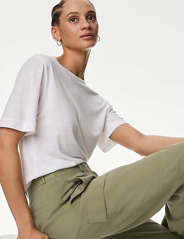Modal Rich Cargo Wide Leg Trousers