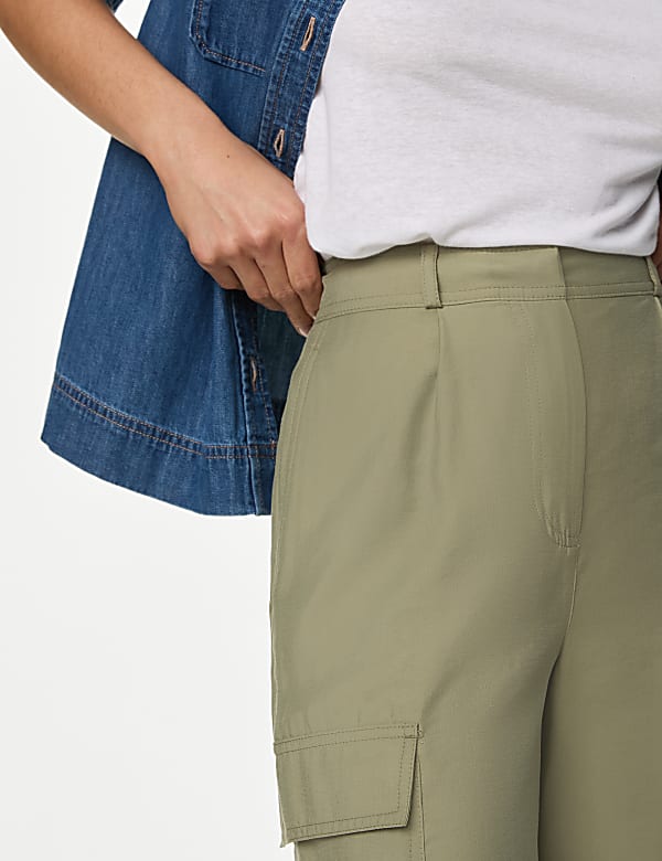 Modal Rich Cargo Wide Leg Trousers