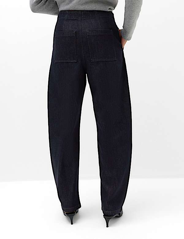High Waisted Pintuck Barrel Jeans with Lyocell