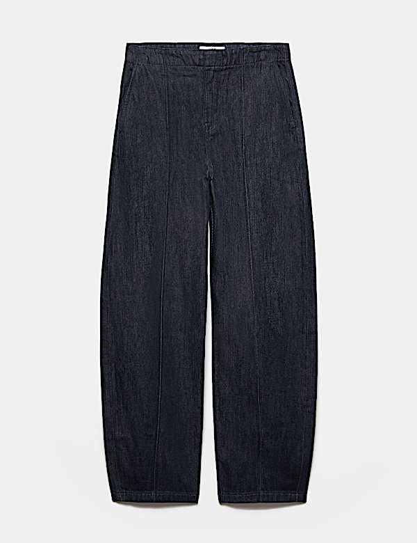 High Waisted Pintuck Barrel Jeans with Lyocell - CA