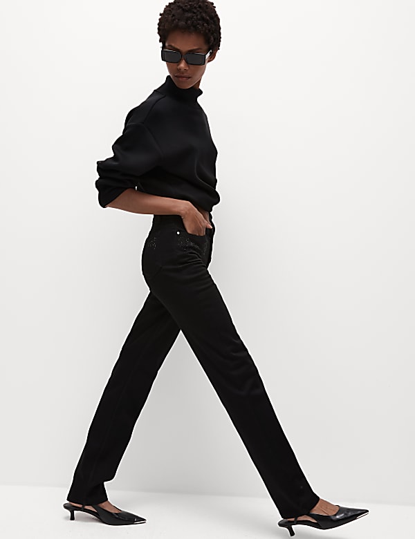 Embellished straight leg jeans shop