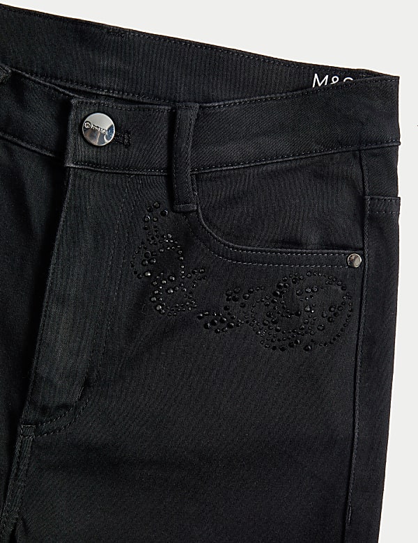 High Waisted Embellished Straight Leg Jeans