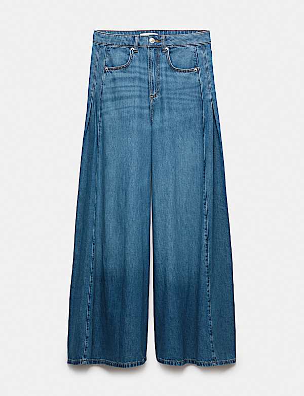 Vintage Look High Waisted Baggy Wide Leg Jeans - PL