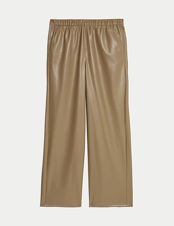 Leather Look Wide Leg Trousers