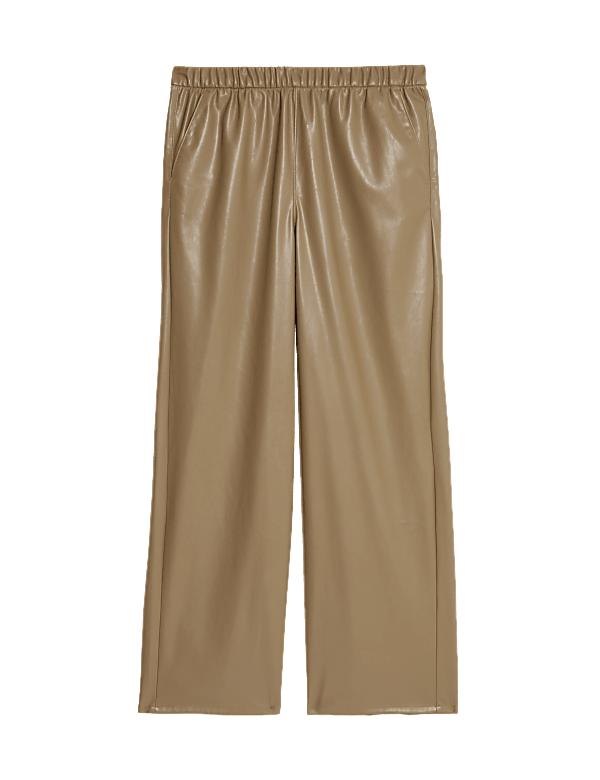 Leather Look Wide Leg Trousers
