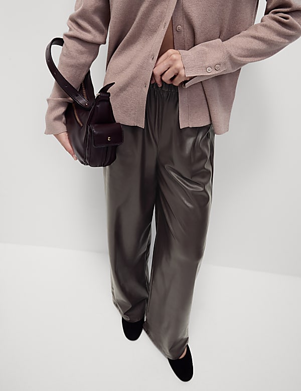 Marks and spencer faux leather trousers clearance