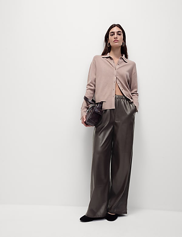 Pantalon coupe large en similicuir - FR