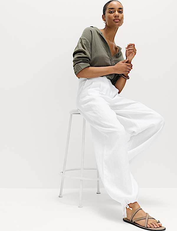 Pure Linen Balloon Trousers - JO