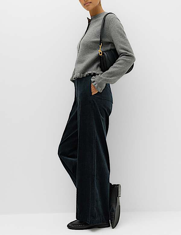 Pantalon coupe large en velours c&ocirc;tel&eacute; &agrave; nervures - CA