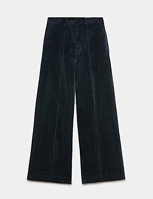 Pantalon coupe large en velours c&ocirc;tel&eacute; &agrave; nervures - CA