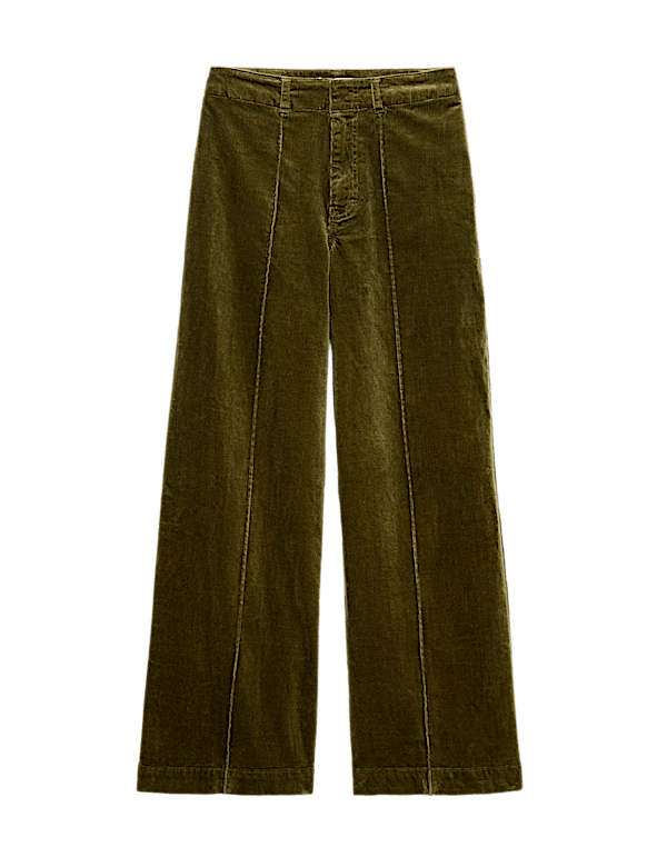 Cord Pintuck Wide Leg Trousers