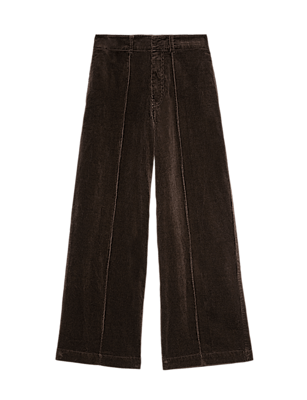 Cord Pintuck Wide Leg Trousers
