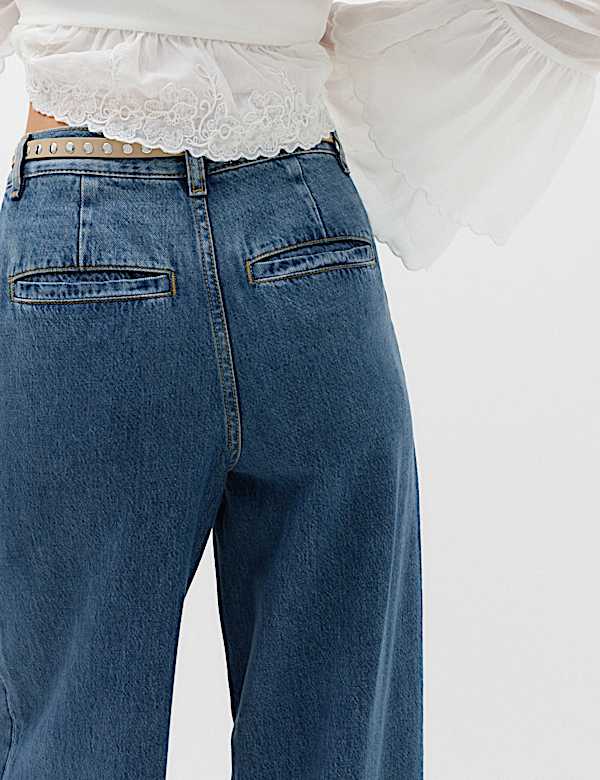 High Waisted Smart Wide Leg Jeans - DK