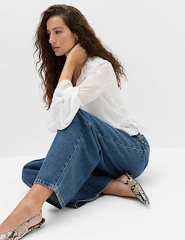 High Waisted Smart Wide Leg Jeans - DK