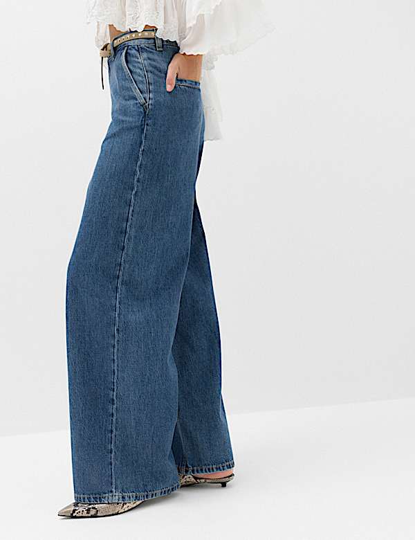 High Waisted Smart Wide Leg Jeans - DK