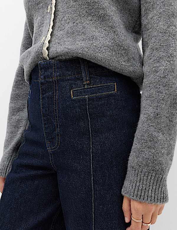 High Waisted Pintuck Ankle Grazer Jeans - CH