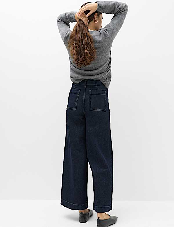 High Waisted Pintuck Ankle Grazer Jeans - CH