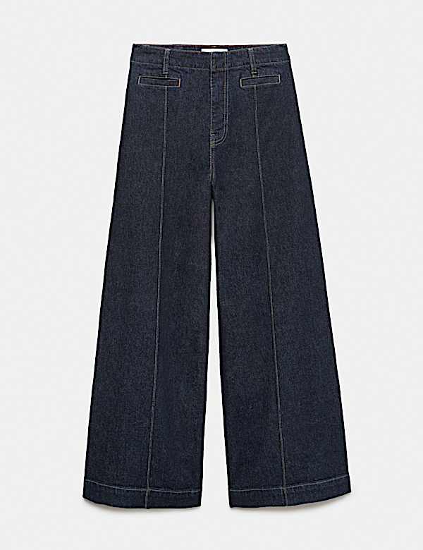 High Waisted Pintuck Ankle Grazer Jeans - CH