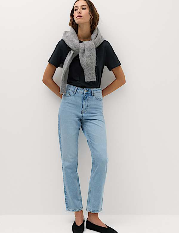 Mid Rise Straight Leg Ankle Length Jeans - US