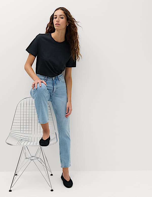 Mid Rise Straight Leg Ankle Length Jeans - US