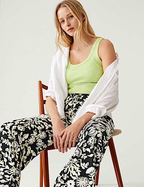 Printed Wide Leg Trousers