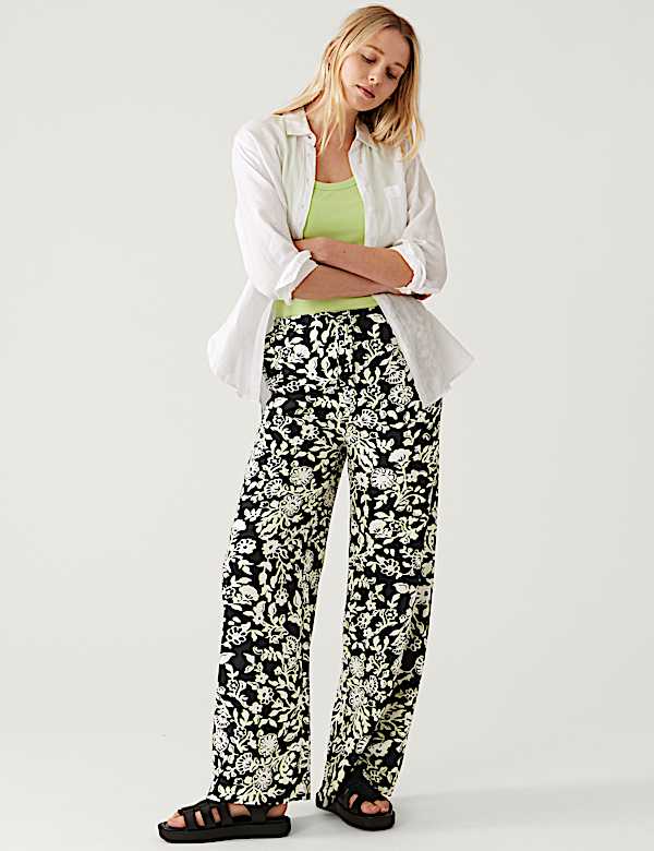 Printed Wide Leg Trousers