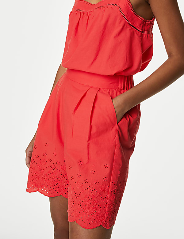 Pure Cotton Embroidered High Waisted Shorts