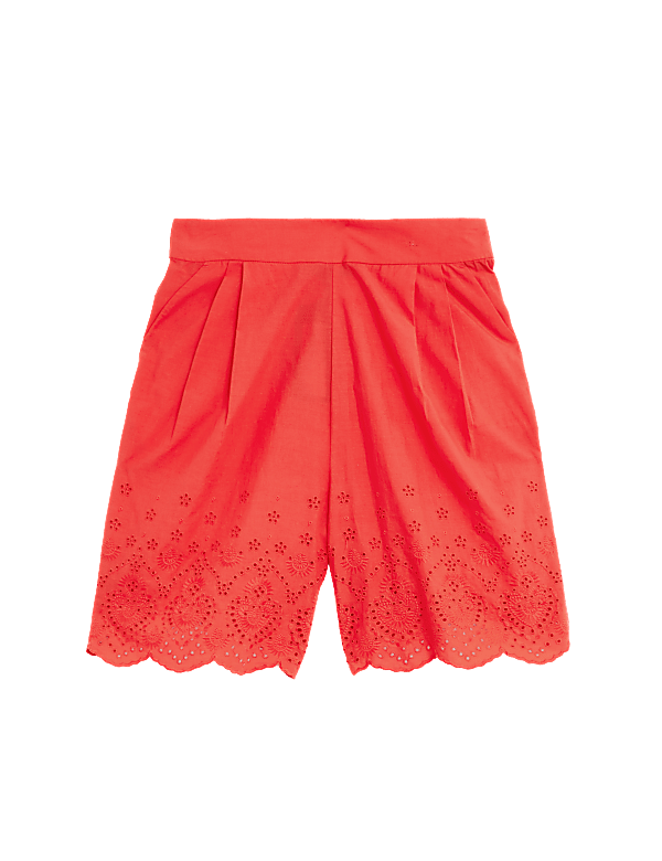 Pure Cotton Embroidered High Waisted Shorts