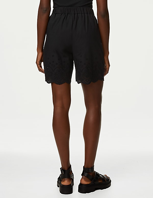 Pure Cotton Embroidered High Waisted Shorts