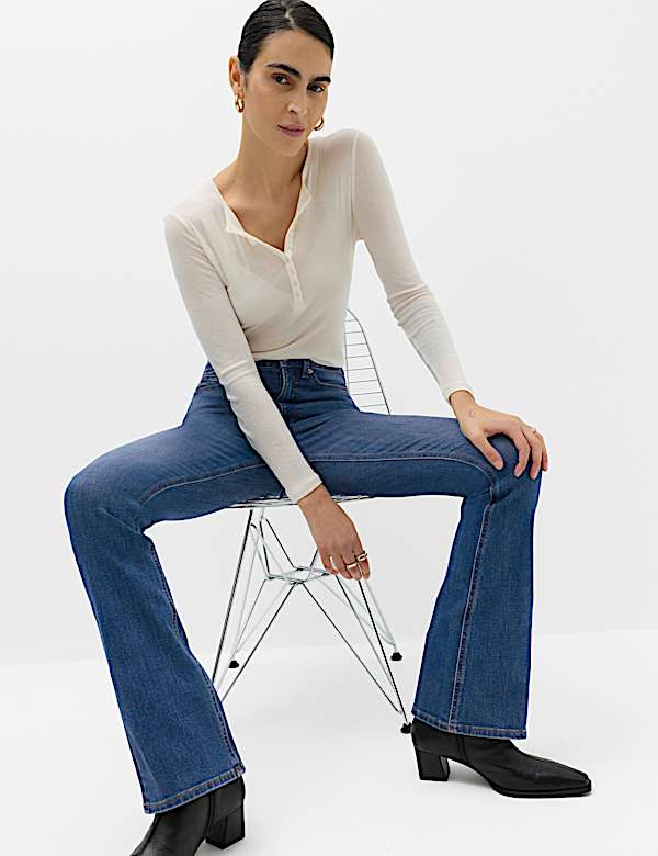 Magic Shaping High Waisted Slim Flare Jeans - ID