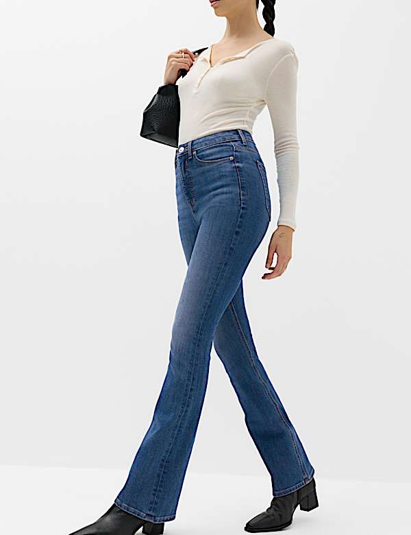 Magic Shaping High Waisted Slim Flare Jeans - ID