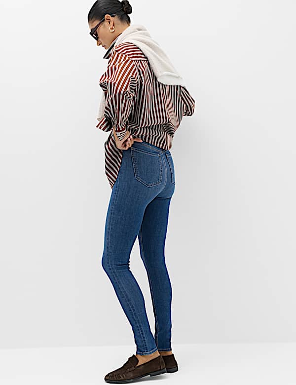 Cotton Rich High Waisted Skinny Trousers - US