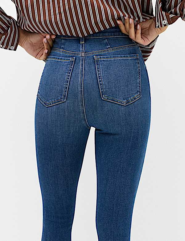 Cotton Rich High Waisted Skinny Trousers - US