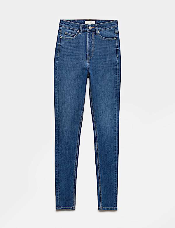 Cotton Rich High Waisted Skinny Trousers - US