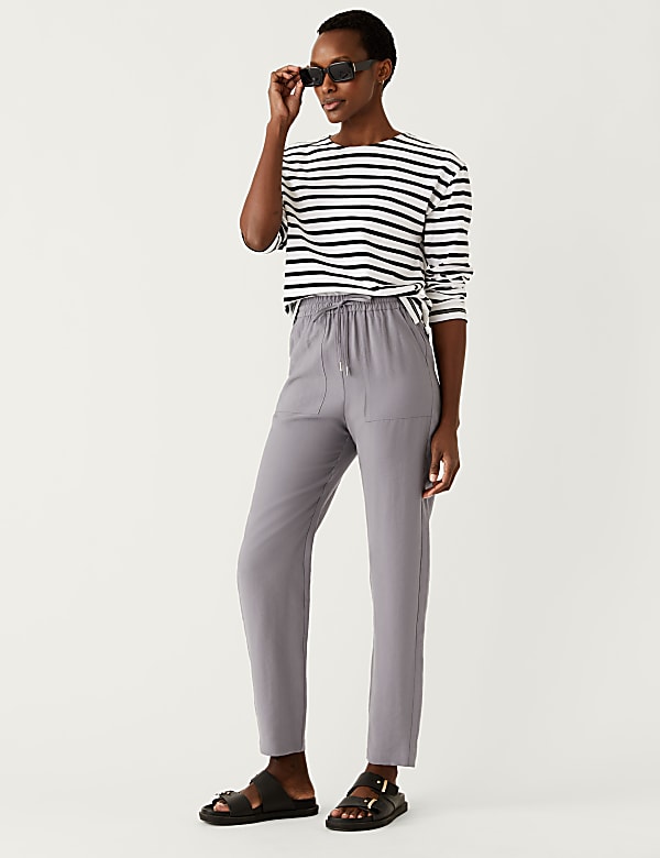 Lyocell Rich Tapered Ankle Grazer Trousers