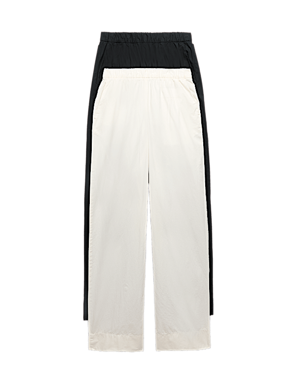 2 Pack Pure Cotton Poplin Straight Leg Trousers