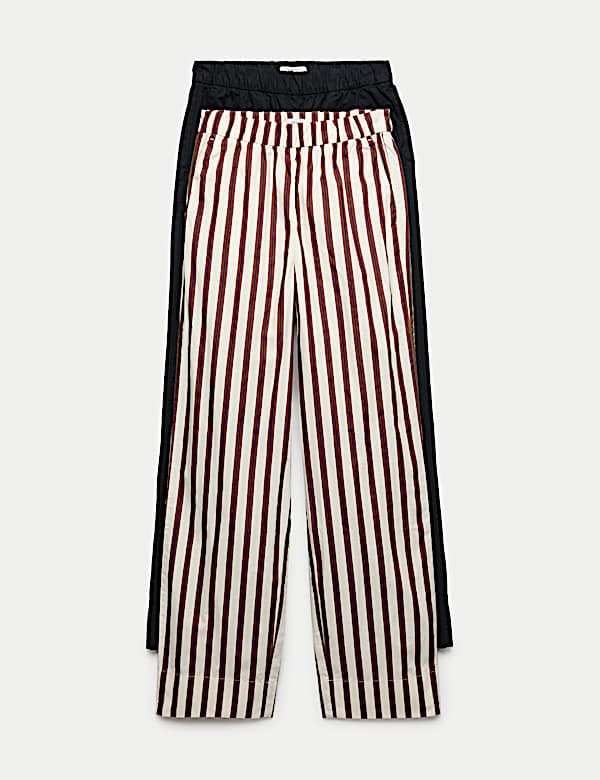 2 Pack Pure Cotton Poplin Straight Leg Trousers