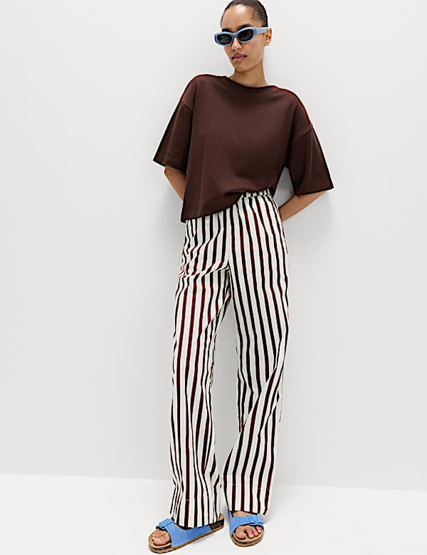 2 Pack Pure Cotton Poplin Straight Leg Trousers - JO