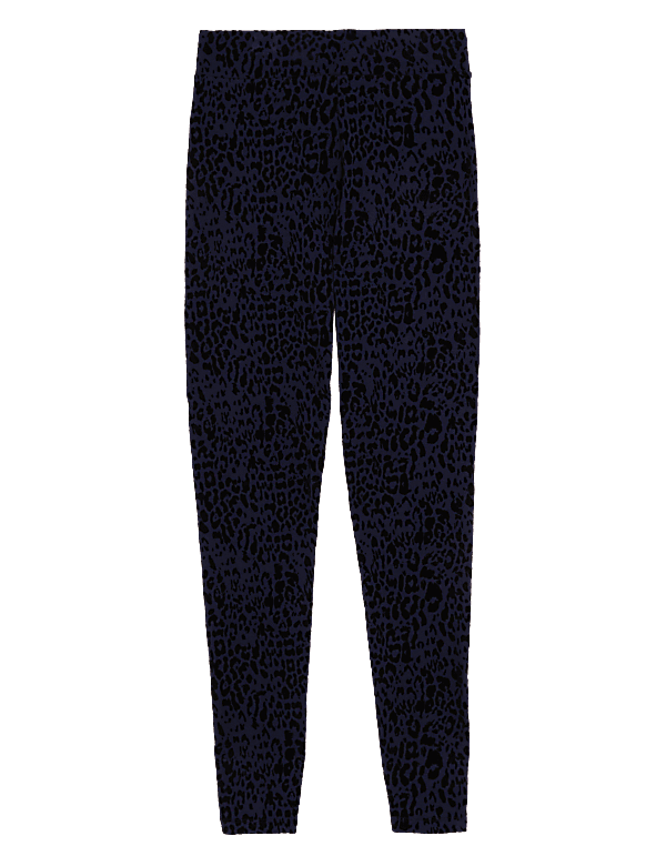 Flock Leopard Print High Waisted Leggings