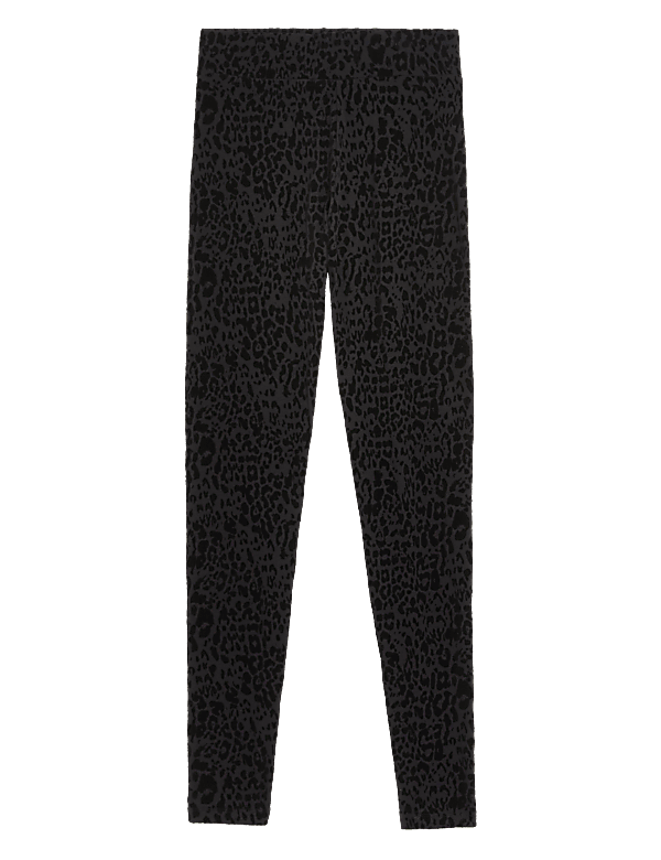 Flock Leopard Print High Waisted Leggings