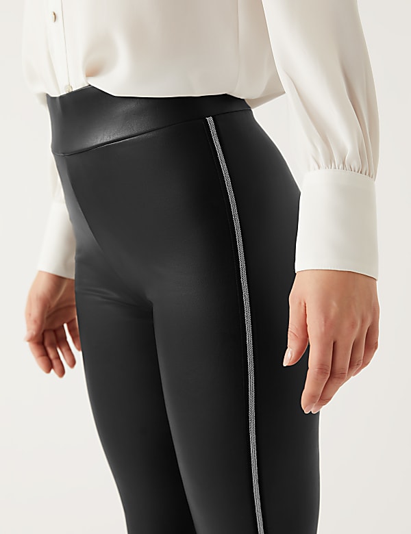 Leather Look Embellished Leggings