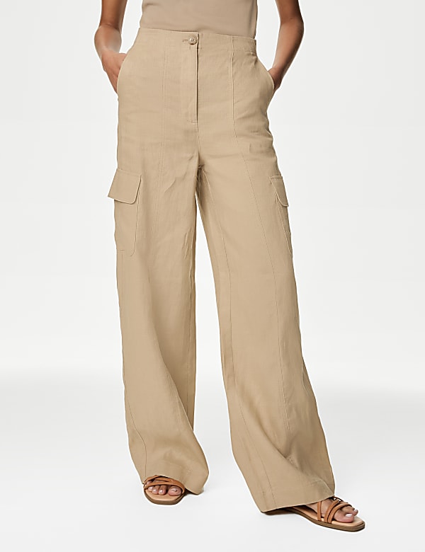 Pure Linen Cargo Trousers