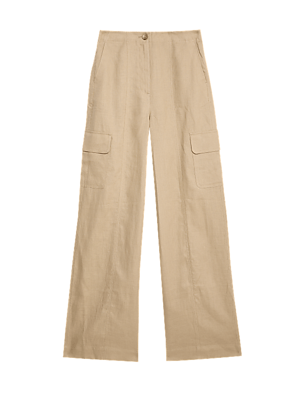 Pure Linen Cargo Trousers