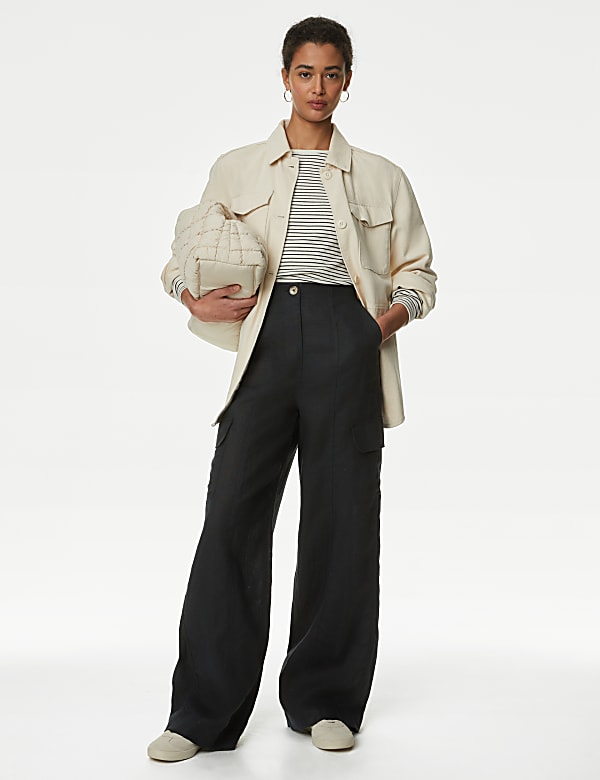 Pure Linen Cargo Trousers - AT