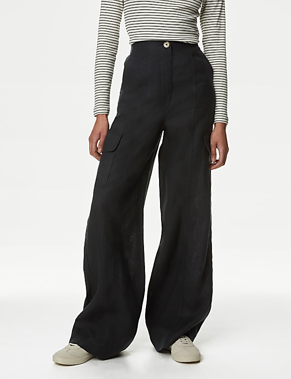 Pure Linen Cargo Trousers