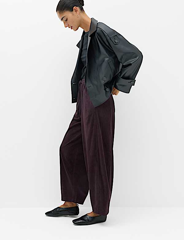 Cord Pull On Barrel Leg Trousers - CA