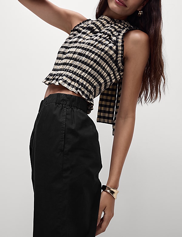 Pure Cotton Poplin Straight Leg Trousers - BN