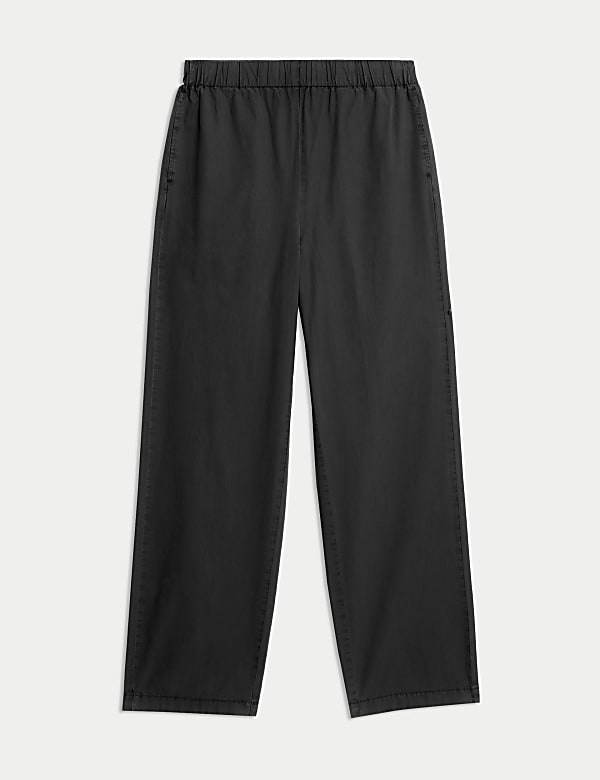 Pure Cotton Poplin Straight Leg Trousers - BN