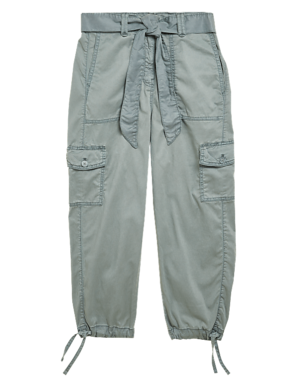 Tencel&trade; Rich Cargo Tapered Cropped Trousers